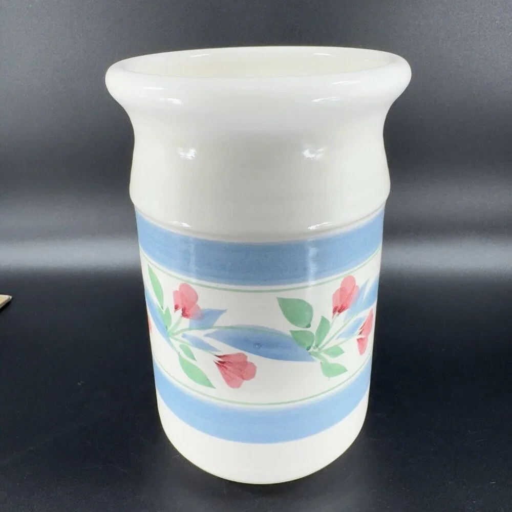 Patton‎ Hand Made Stoneware Pottery Vase Vessel Hand Crafted Floral Pattern VTG